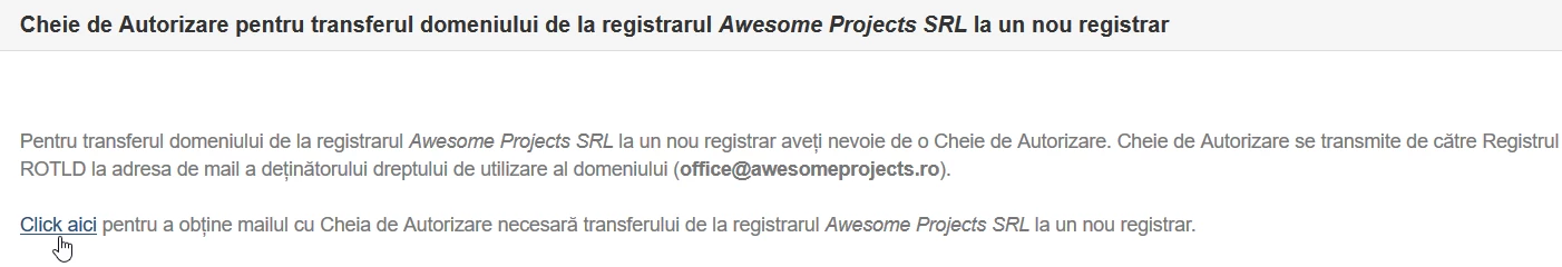 Obținerea chei de transfer 