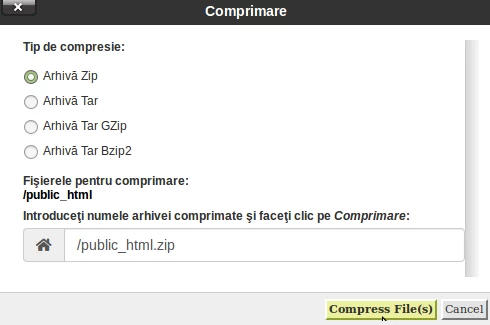 Alegerea tipului de arhiva