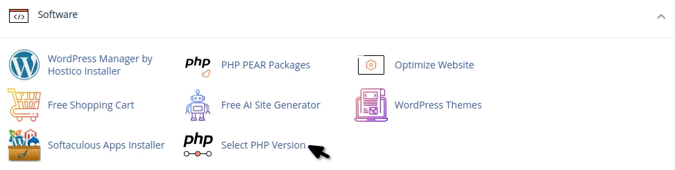 Software select PHP version