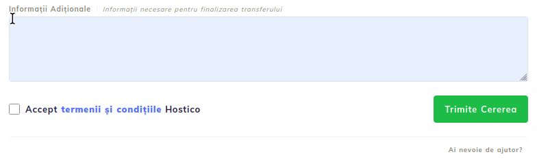 aprobare termeni Hostico