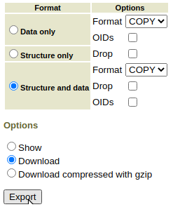 hostico export database 